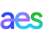 Colorful logo with the letters 'aes' in a gradient from blue to green.