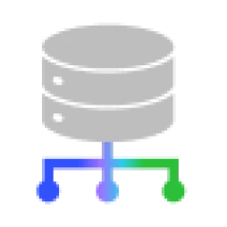Icon of a gray database with three colored lines connecting below, representing data flow.