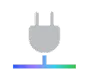 Icon of a gray electrical plug with a multicolored line on a black background.