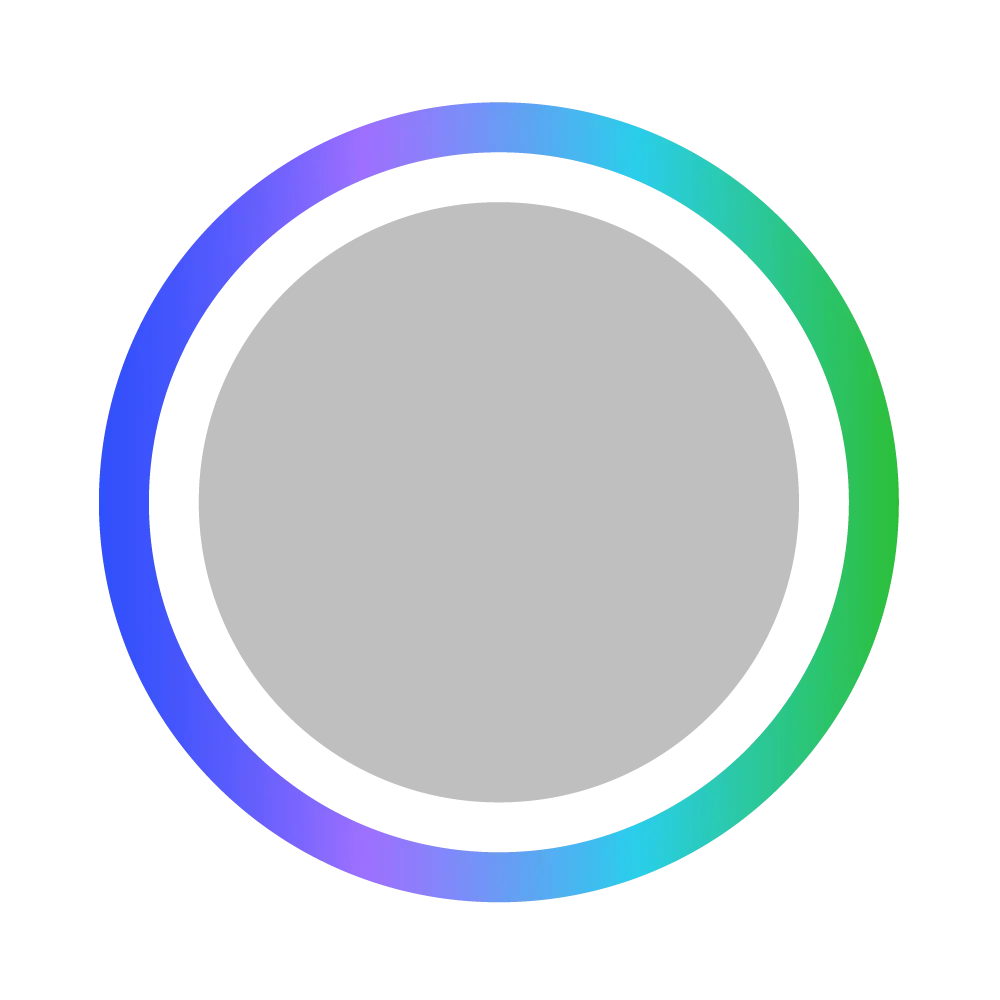 A gray circle with a thin white border is surrounded by a thicker outer ring that transitions from blue to green.