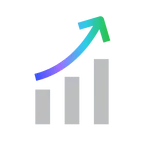 A bar chart with three ascending bars and a curved arrow pointing upward, symbolizing growth or increasing progress.