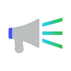 Stylized digital illustration of a gray video camera with a blue lens and three green light beams projecting from the right side on a black background.