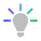 Illustration of a gray light bulb with colorful rays extending outward, symbolizing ideas or innovation.