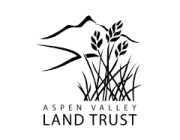 Logo of Aspen Valley Land Trust featuring an outline of a mountain and plants, with the text 'Aspen Valley Land Trust' below.
